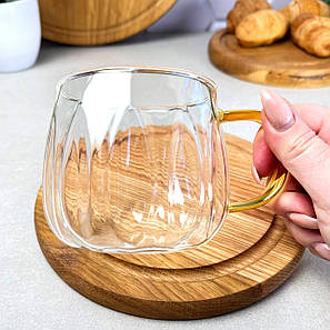 Чайна чашка 400 мл боросилікатного скла для плити Leaf, фото 2