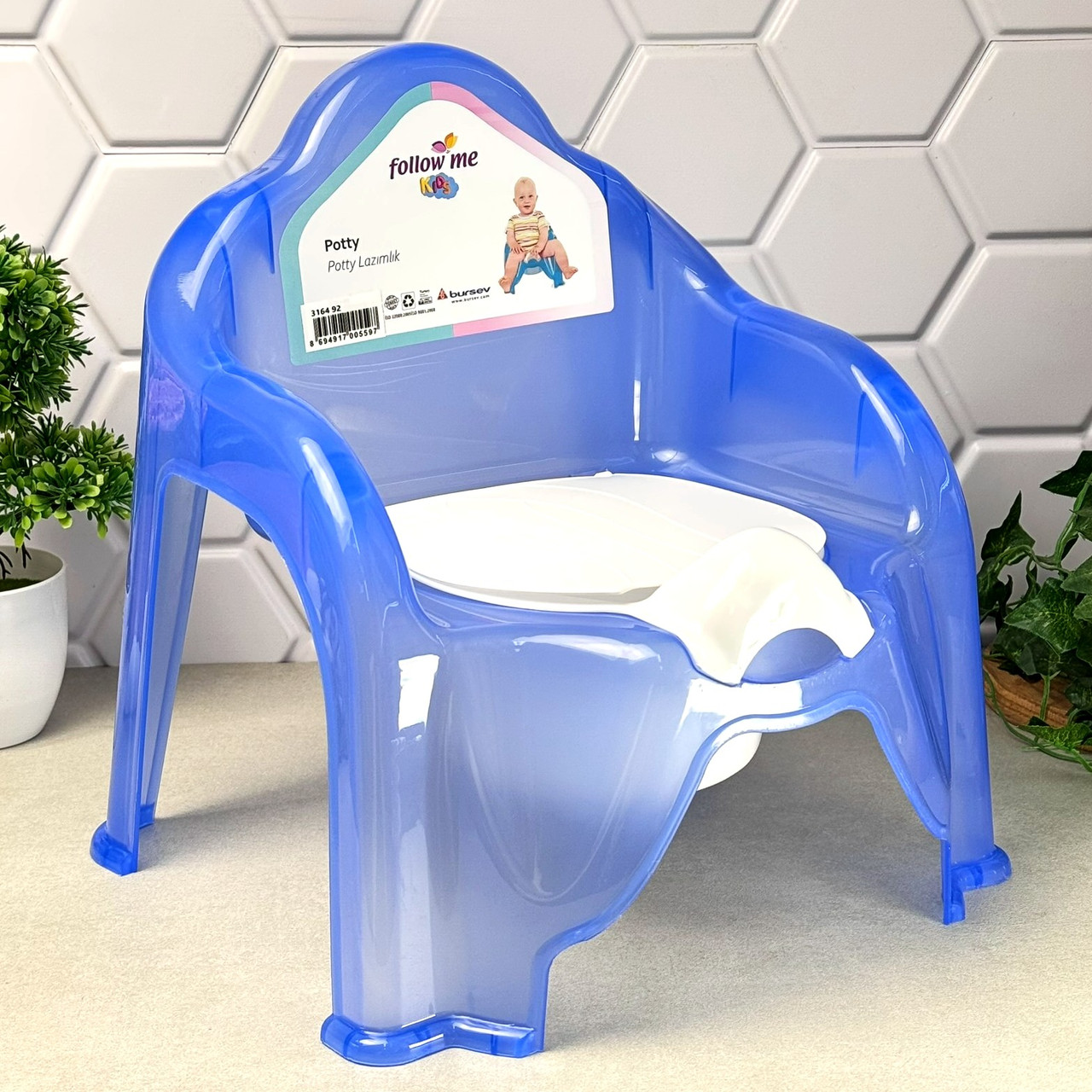 Дитячий горщик-стільчик Синій Прозорий Follow me