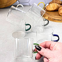 Набір кавових чашок 6 шт 130 мл з різнокольоровими ручками, фото 4