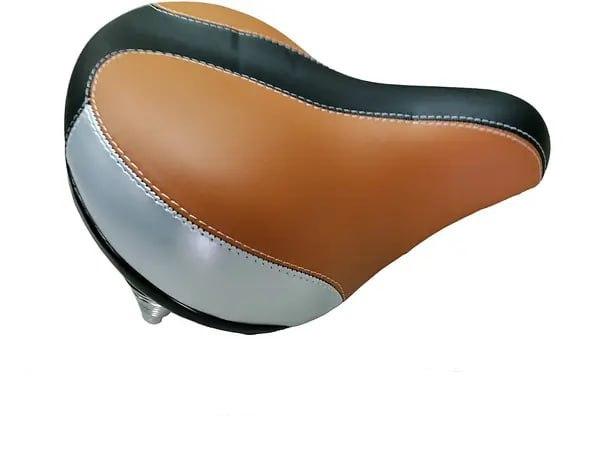 Сідло велосипедне комфорт м'яке подвійна пружина Коричневе, фото 1