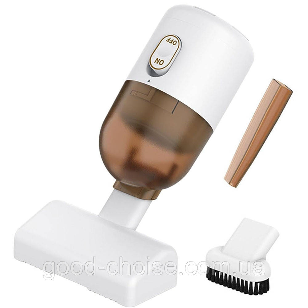 Портативний ручний пилосос з насадками, від USB, Білий / Бездротовий пилосос / Акумуляторний пилосос