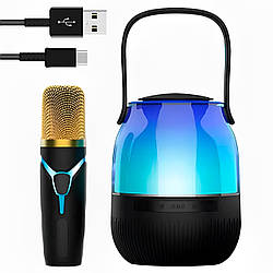Портативна колонка з RGB підсвіткою та мікрофоном XM-A68 / Bluetooth колонка караоке / Дитяче караоке