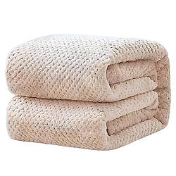 Плед двоспальний 200×150см, Бежевий / Покривало на ліжко / Плед на ліжко / Плед покривало