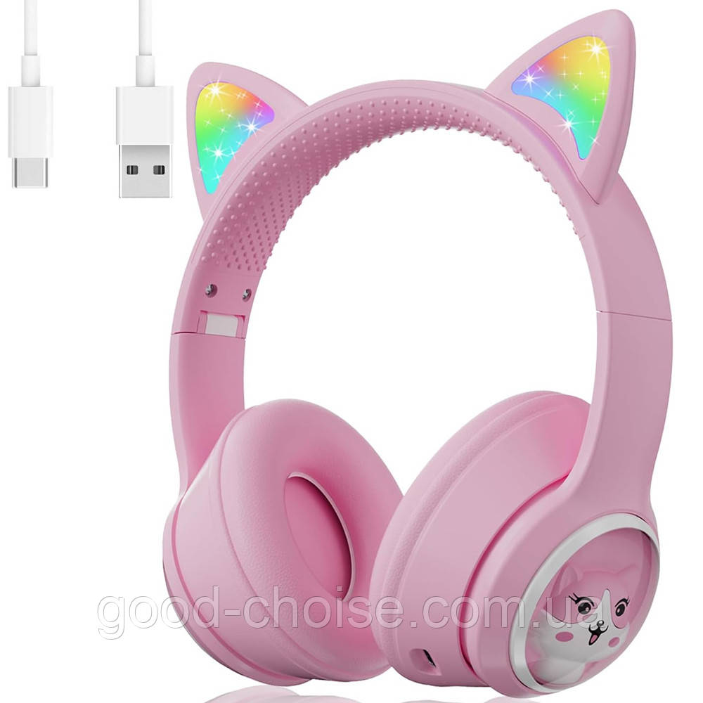 Бездротові Bluetooth навушники з вушками MDR CAT + BT CUTER / Дитячі навушники з котячими вушками