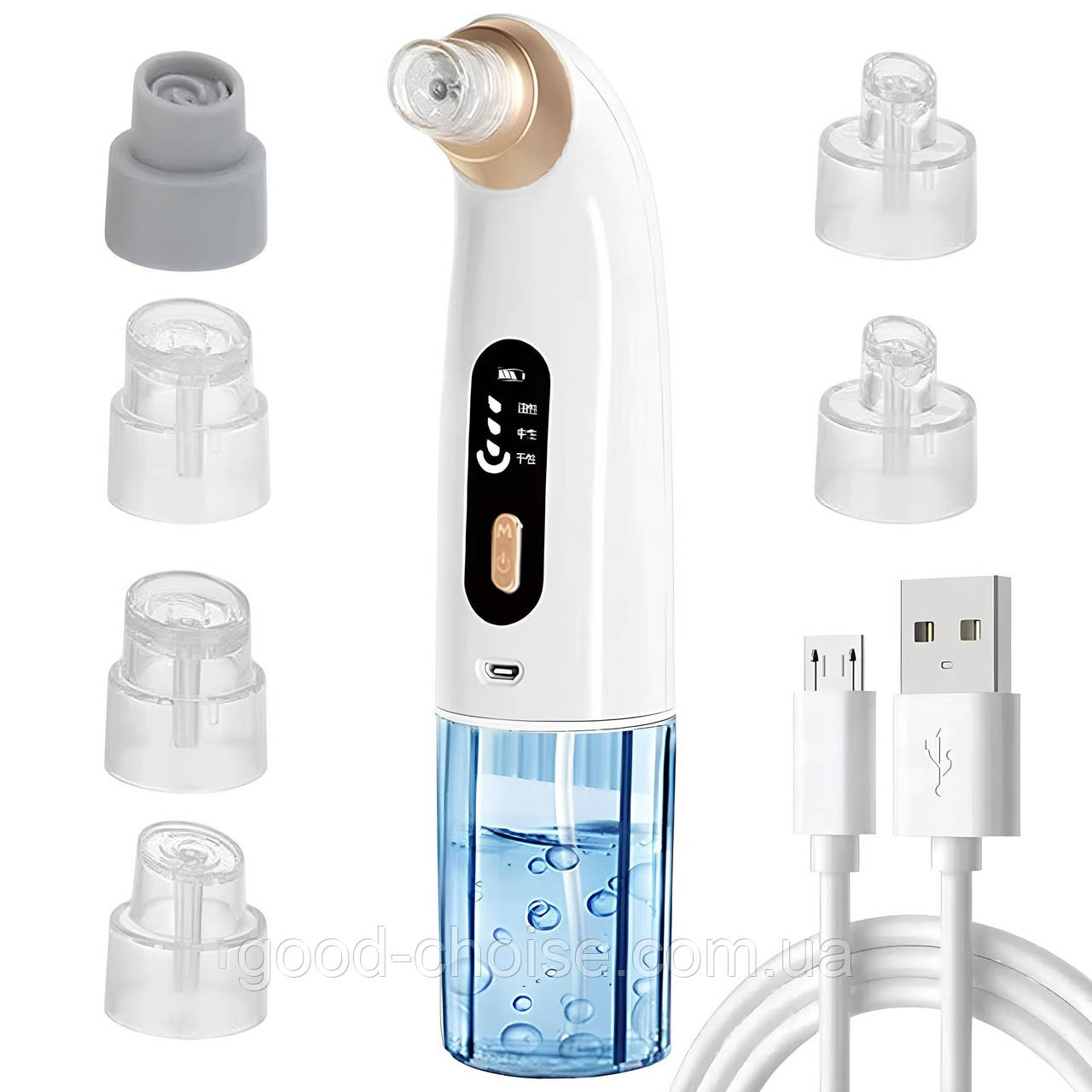 Вакуумний апарат для очищення обличчя, + 6 насадок, USB, XL-1111 / Очищувач пор обличчя / Очищувач чорних крапок