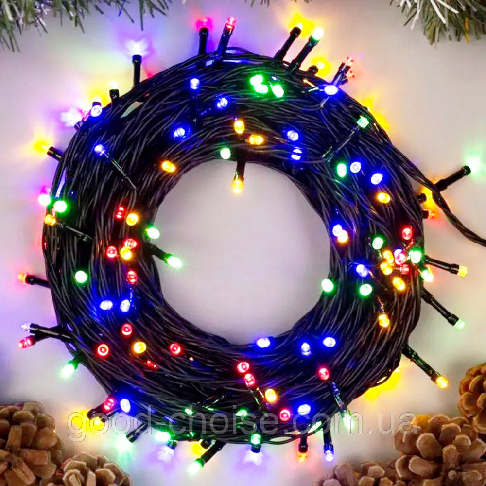 Світлодіодна гірлянда M-2 MULTI, від мережі, 10м, 100LED, Різнокольорове / Вулична гірлянда