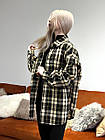 Жіноча сорочка в клітинку оверсайз бавовняна жовта з чорним Сорочка вільного крою весняна осіння, фото 2