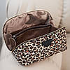 Шкіряна косметичка "Паула" (24х13х16 см), Світлий Леопард / Жіноча косметичка на блискавці, фото 4