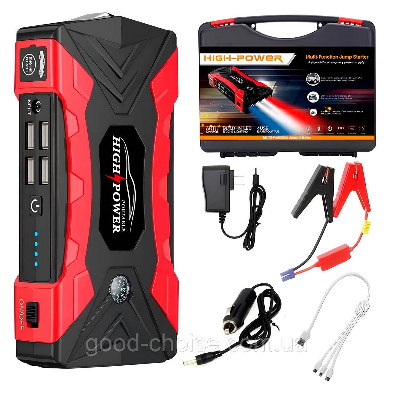 Пусковий пристрій для автомобіля 99800мАг, в кейсі, JUMPSTARTER QY33 / Пуско зарядний пристрій / Бустер