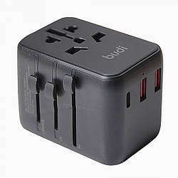 Мережевий перехідник 4×USB (USA/JP/AUS/EU/UK) Budi M8J333 / Адаптер швидкої зарядки / Мережева зарядка