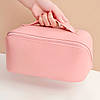 Дорожня косметичка-органайзер (23,5×13×13 см), Рожевий/жіноча косметичка/Ксметичка з повним доступом, фото 3