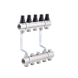 Колектор SD Forte 1" на 5 виходів, латунний, артикул SD00039966, для систем опалення та обігріву приміщень