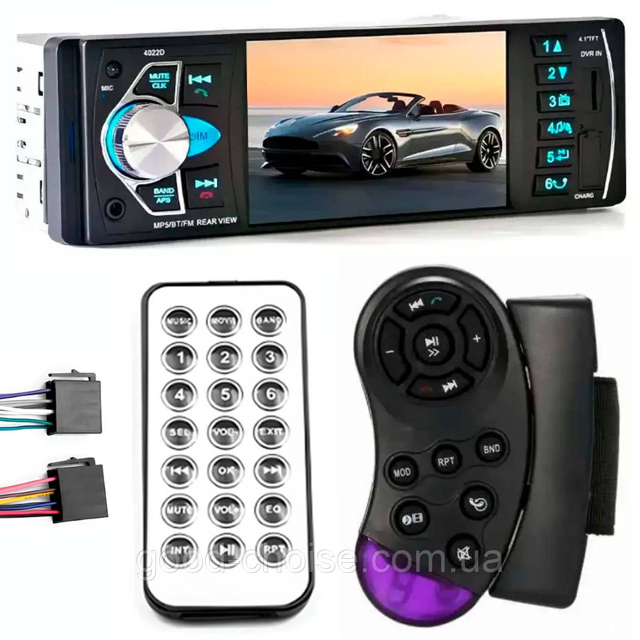Автомагнітола з дисплеєм 4,1" + Пульт на кермо, Bluetooth, MP5-4022D / Автомобільна магнітола