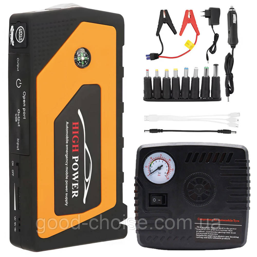 Автомобільний пускозарядний пристрій з компресором, 99800мАг, JUMPSTARTER JX28 / Повербанк для авто