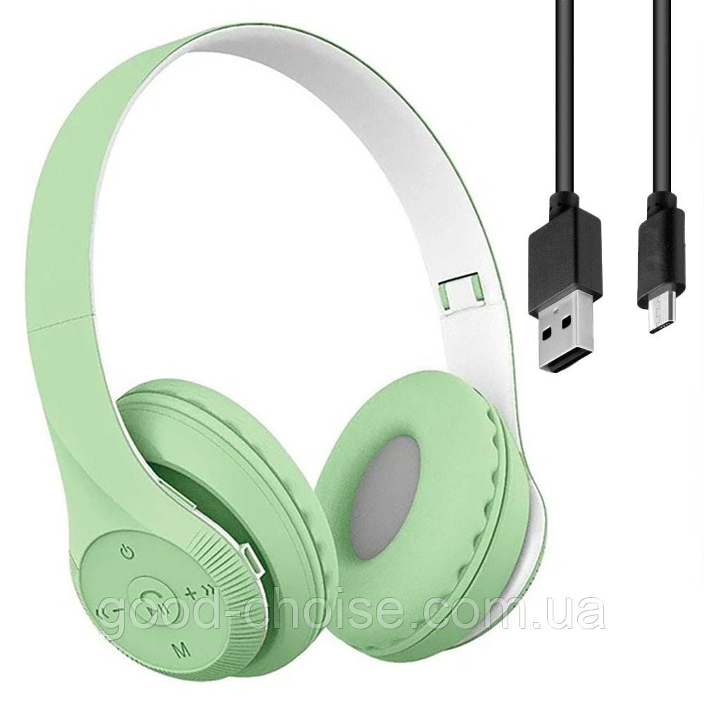 Бездротові навушники Bluetooth з мікрофоном, ST95, Зелений / Блютуз навушники / Стильні накладні навушники