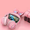 Бездротові навушники з вушками і підсвічуванням, KE-01, Рожевий / Bluetooth навушники / Дитячі блютуз навушники, фото 6