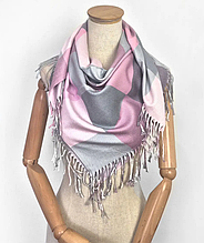 Двостороння кашемірова хустка Лорен 100*100 см бузковий/сірий