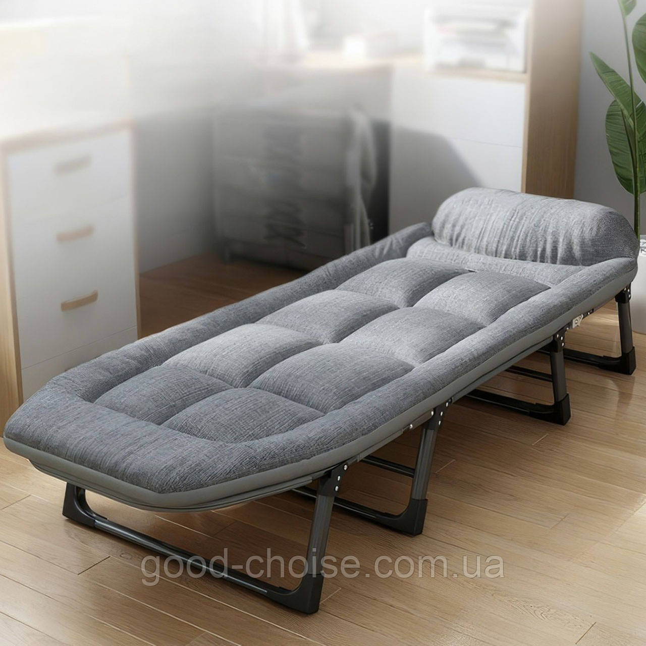 Розкладне ліжко до 130кг, 200x70x30см, 8 ніжок / Розкладачка туристична / Складне ліжко для кемпінгу
