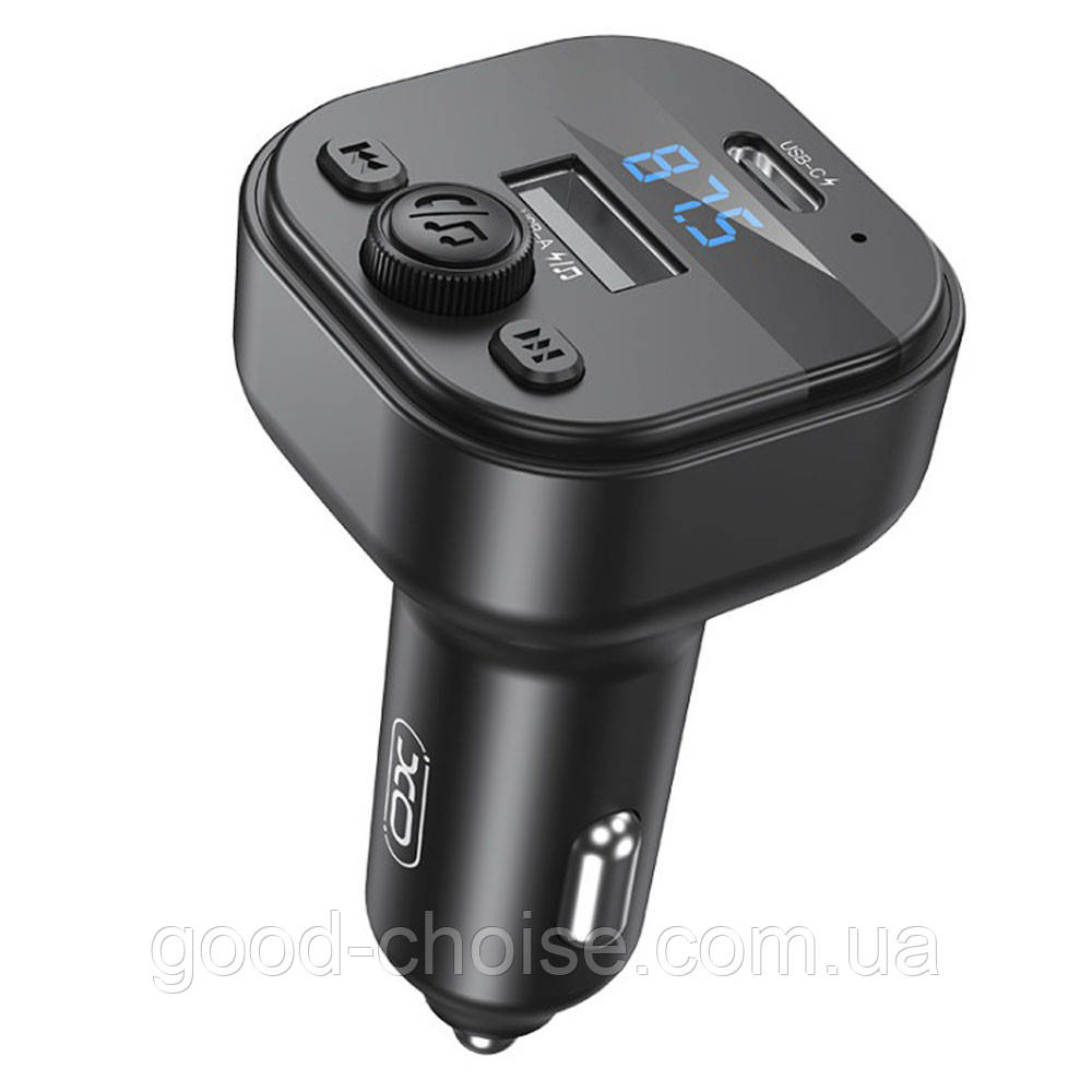 FM модулятор 15W, Bluetooth, MP3, USB, Type-C, XO BCC18 / Автомобільний FM-трансмітер / Модулятор для авто