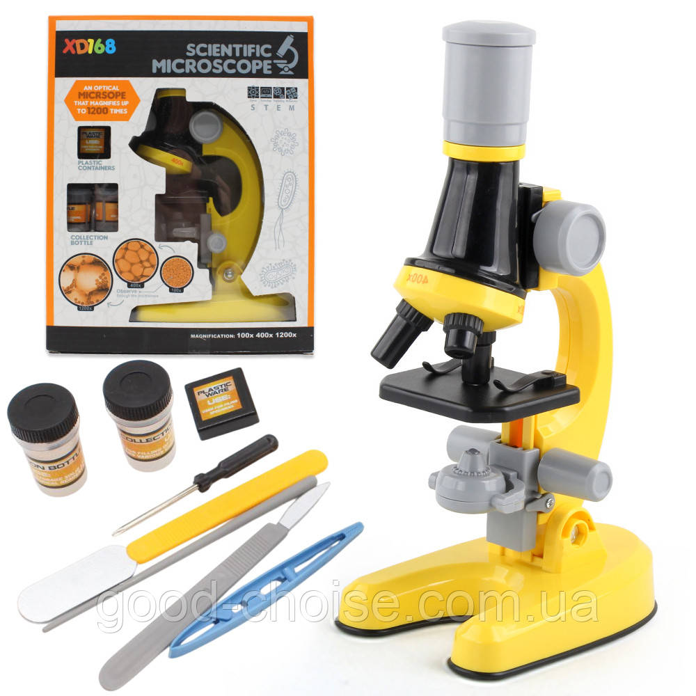 Дитячий цифровий мікроскоп Scientific Microscope, Жовтий/Навчальний мікроскоп для дітей із підсвіткою