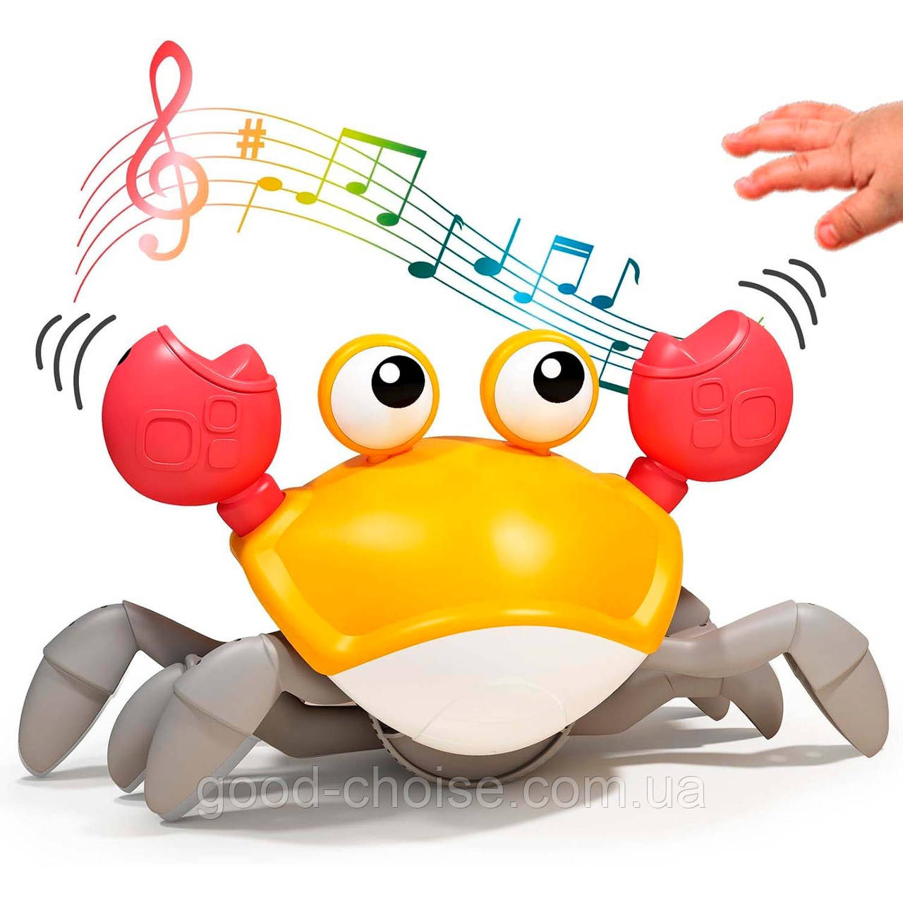Інтерактивна іграшка Краб (22×12×11см) Жовтий / Краб бігаючий іграшка / Музична іграшка, фото 1