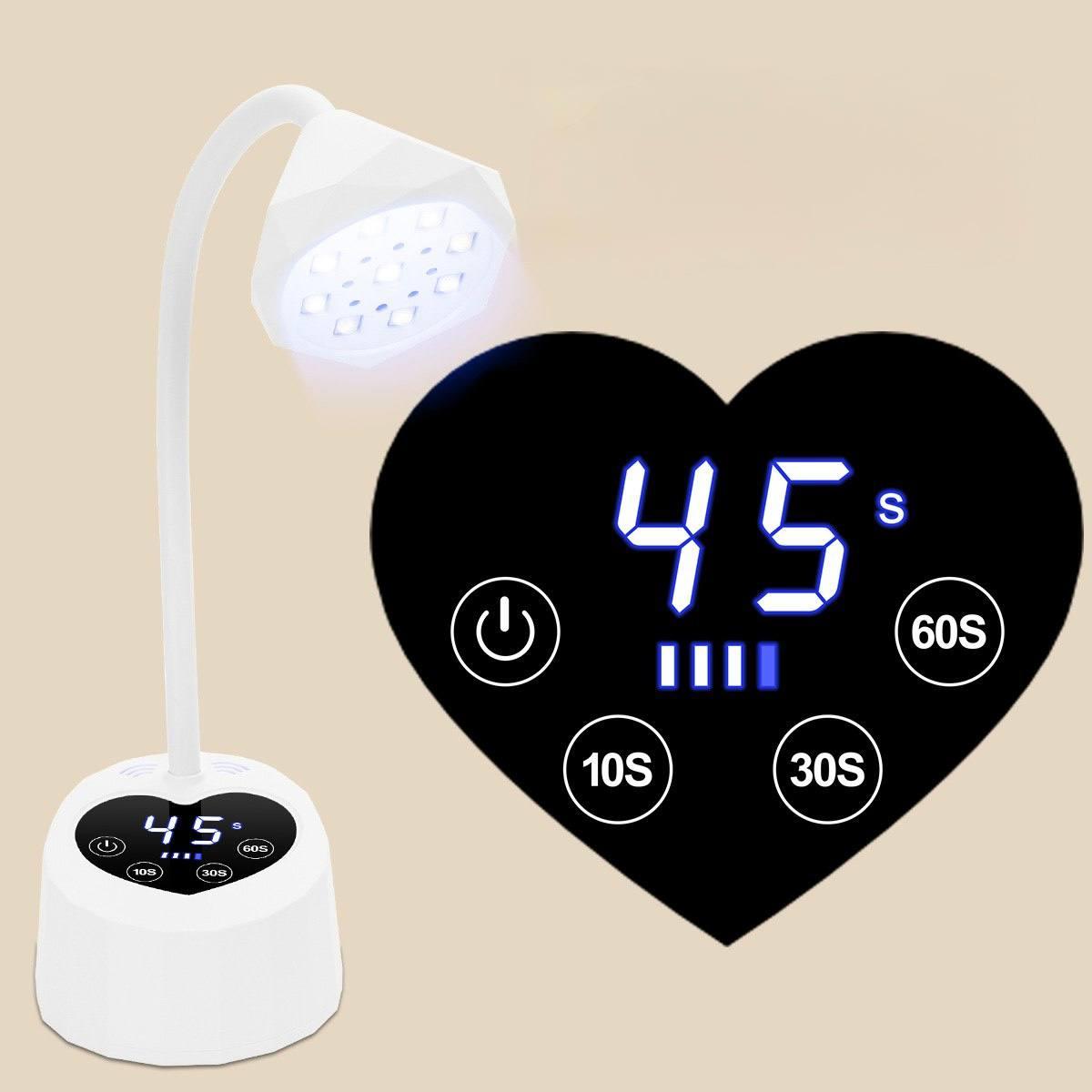 Лампа гнучка на акуммуляторі для сушіння нігтів UV+LED з дисплеєм (Серце)