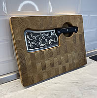 Кухонний набір обробна дошка з дуба 300x400 мм з тяпкою оброблена мінеральним маслом та воском