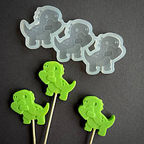 Силиконовый молд для леденцов "Діно з сердечком"