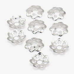 Обіймач для намистин квітка 8 мм Платина +-300 шт.