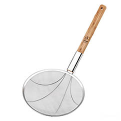 Шумівка «павук» з довгою дерев'яною ручкою Ø 28 см для фритюру та Вок Lugi