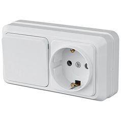 Вимикач 1-ний + розетка Lider LEGEND (Легенда) накладна з заземленням LVR10-767