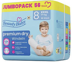 Підгузки Beauty Baby Premium Dry Windeln Німеччина Розмір 8 XXXL (17+кг), 56шт