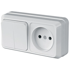 Вимикач 2-ний + розетка Lider LEGEND (Легенда) накладна LVR10-799