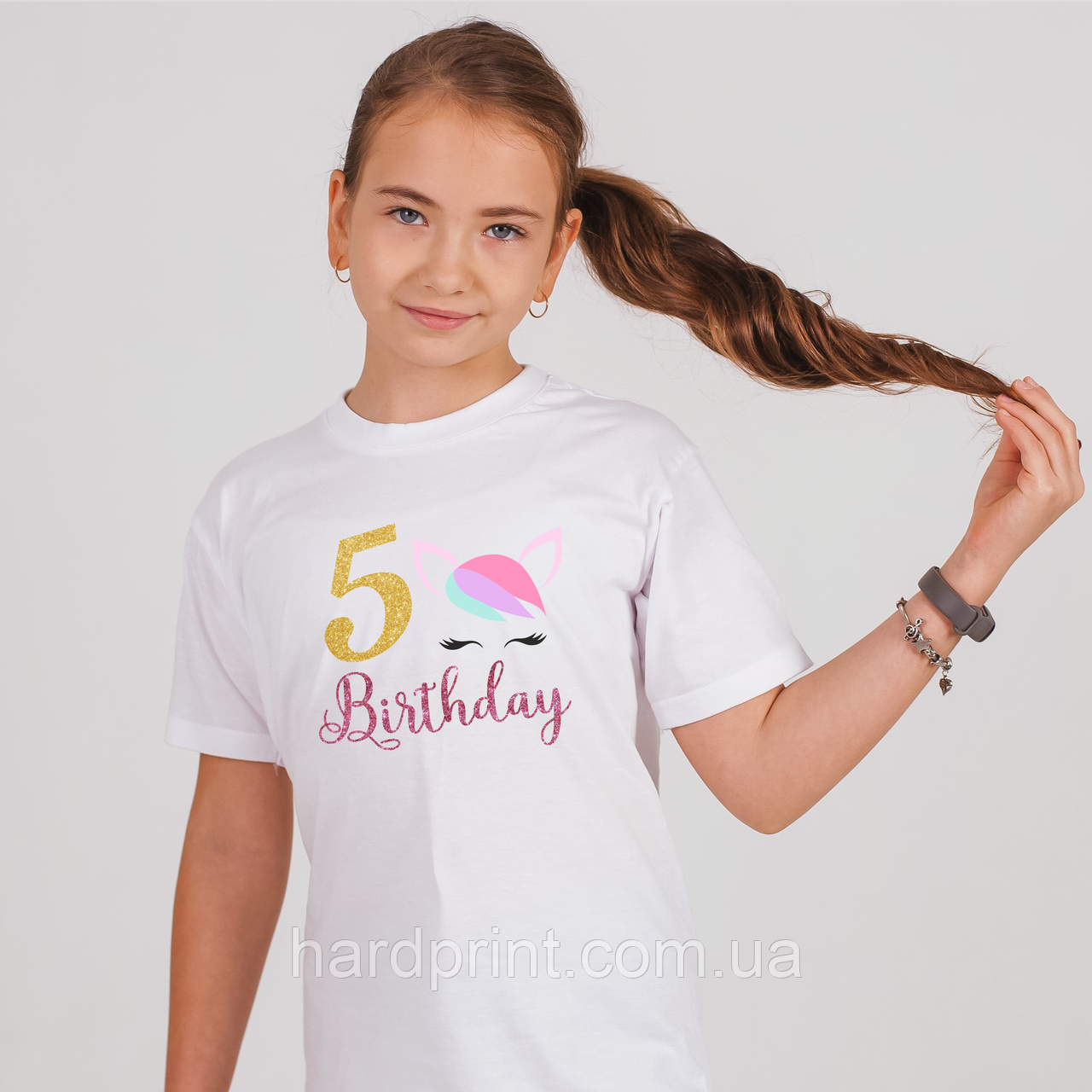Дитяча футболка з принтом 5 Birthday. Вибери свою цифру