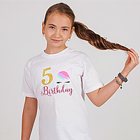 Дитяча футболка з принтом 5 Birthday. Вибери свою цифру