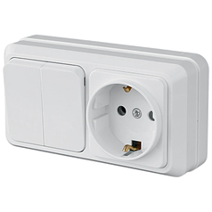 Вимикач 2-ний + розетка Lider LEGEND (Легенда) накладна з заземленням LVR10-800