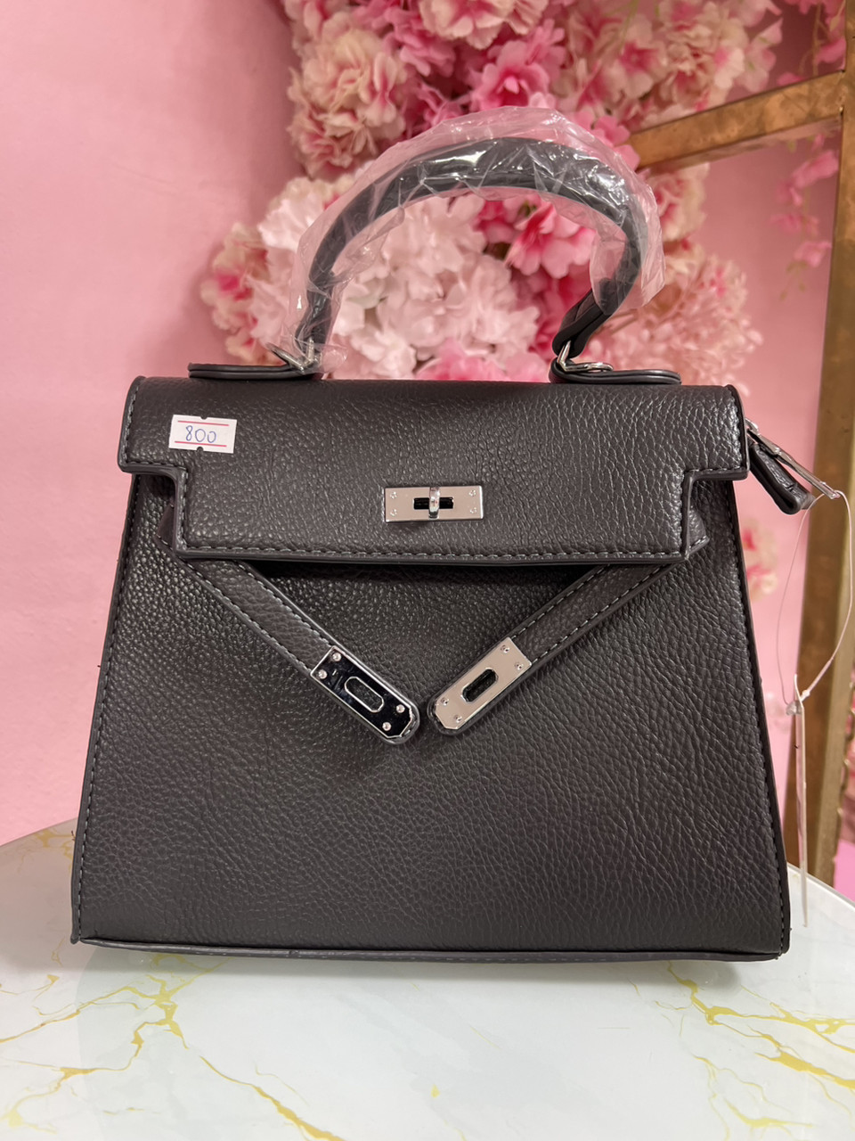 Класична жіноча сумка сірого кольору, фото 1