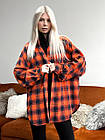 Жіноча сорочка в клітинку оверсайз бавовняна помаранчева з чорним Сорочка вільного крою весняна осіння, фото 4