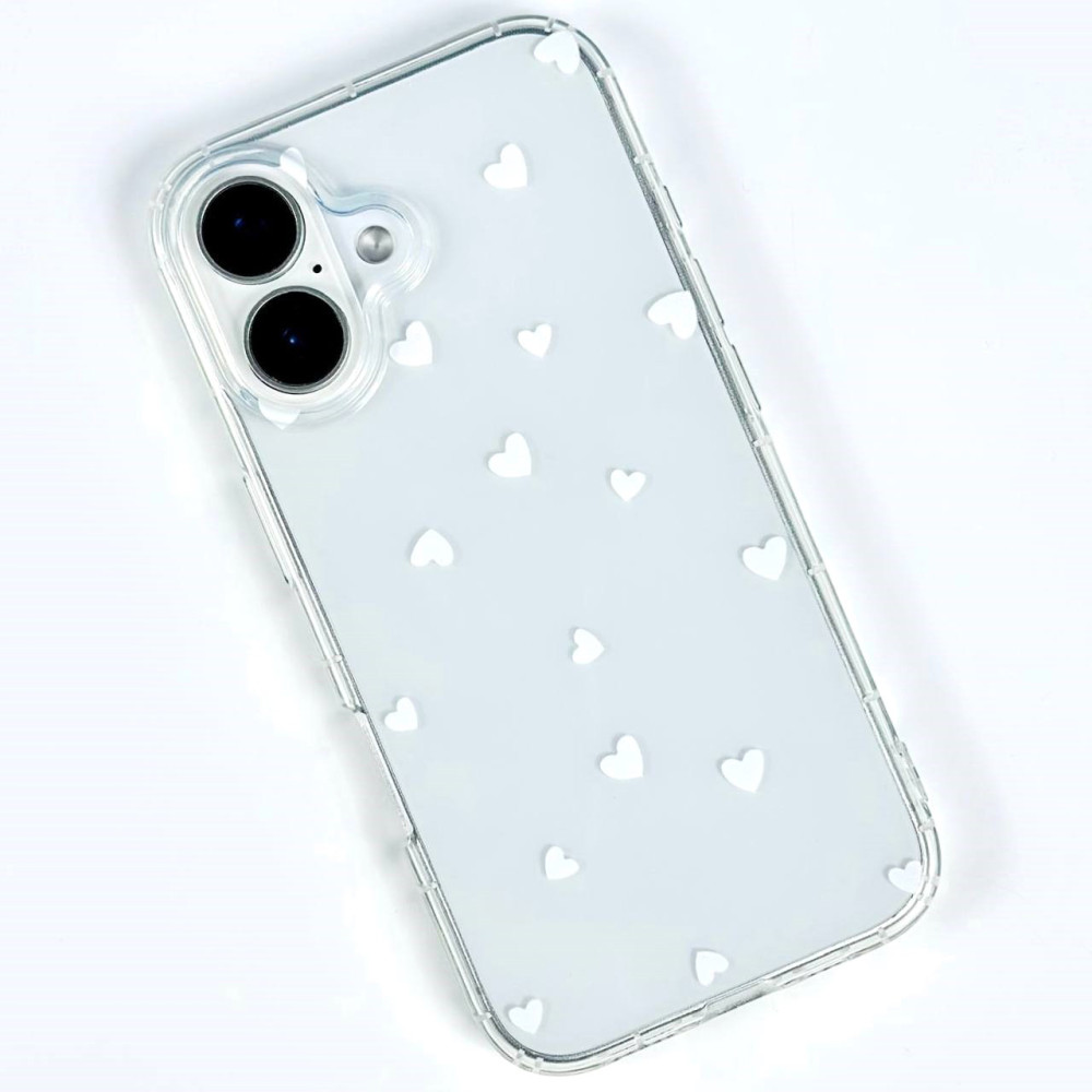 Чохол Transparent in Hearts для iPhone 14 Pro Білий