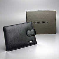 Шкіряний чоловічий гаманець чорний з натуральної шкіри чоловіче портмоне у фірмовій коробці гаманець на кнопці 12*10