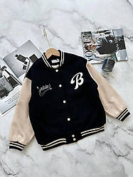 Бомбер для дівчинки "B" на флісі Чорний 8868, 165, YIYUAN, Чорний, Для дівчаток, Зима, 128