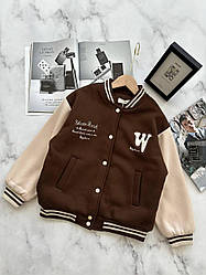 Бомбер на хлопчика "W" на флісі Коричневий 8862, 161, YIYUAN, Коричневий, Для дівчаток, Зима, 116