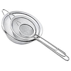 Набір ситечок 3 штуки для чаю круп і борошна 8,10 і 12 см просіювач для борошна з нержавіючої сталі Lugi