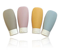 Дорожній набір порожньої тари: 4 туби по 60 мл у косметичці (для крему, гелю, шампуню)