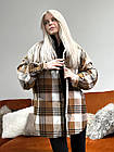 Жіноча сорочка в клітинку оверсайз бавовняна коричнева з бежевим Сорочка вільного крою весняна осіння, фото 3