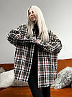 Жіноча сорочка в клітинку оверсайз бавовняна коричнева з білим Сорочка вільного крою весняна осіння, фото 2