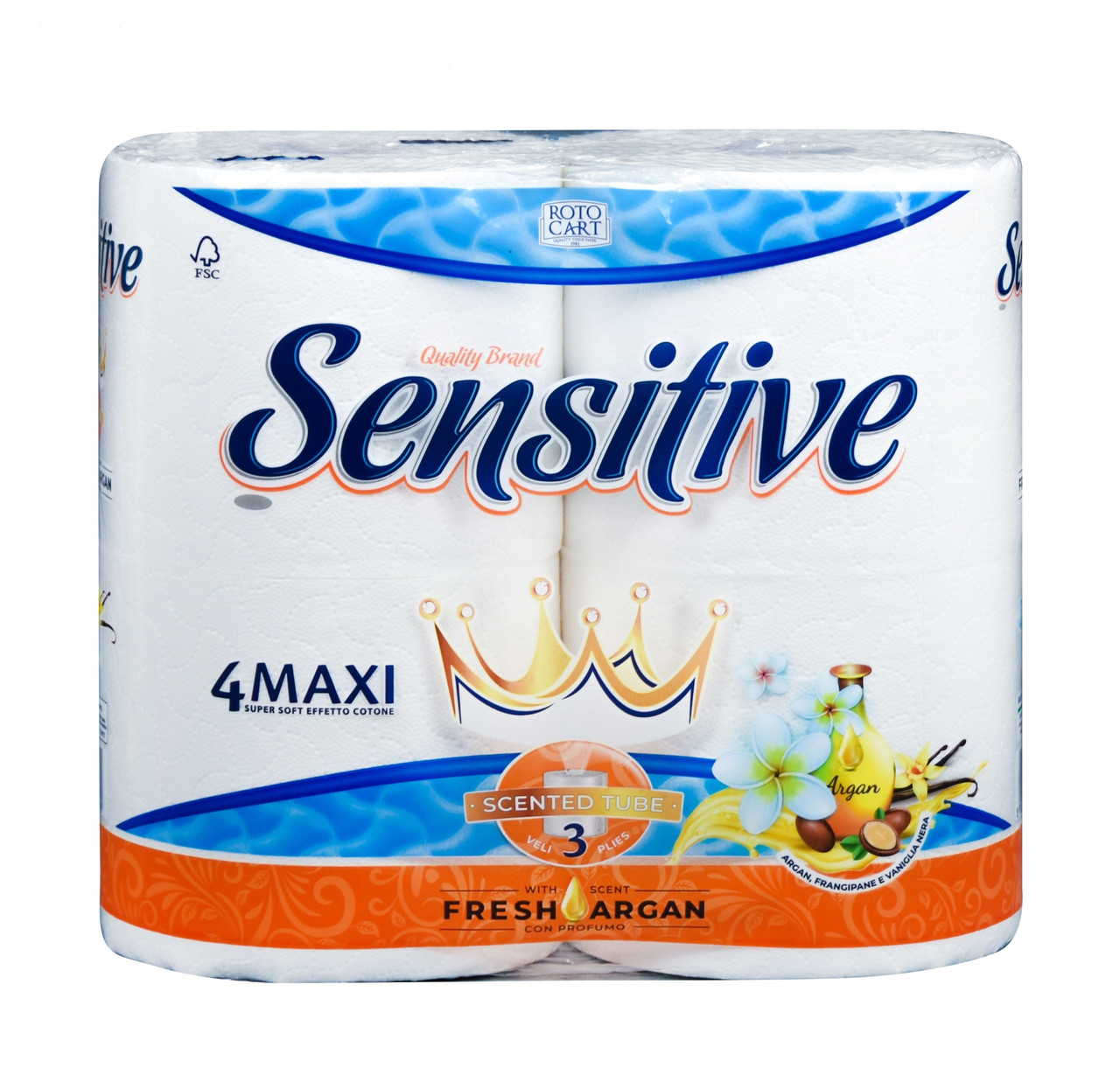 Туалетний папір Sensitive Fresh Argan 2-шаровий 4х230 відривів, фото 1