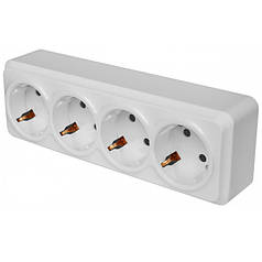 Розетка Lider NOVA (Нова) накладна 4-на з заземленням LRO16-853