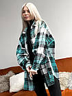 Жіноча сорочка в клітинку оверсайз бавовняна блакитна з білим Сорочка вільного крою весняна осіння, фото 3