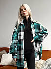 Жіноча сорочка в клітинку оверсайз бавовняна блакитна з білим Сорочка вільного крою весняна осіння, фото 2